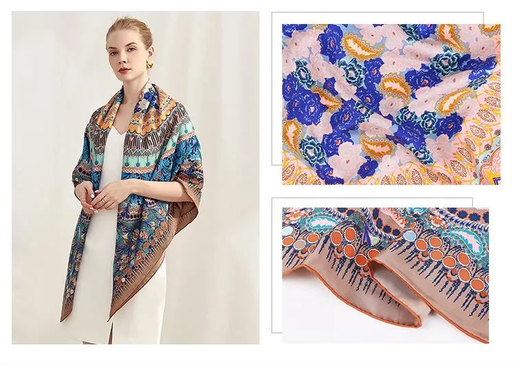 Custom Women Fashion Digital Print Silk Scarf